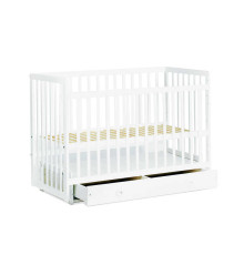 гр Ліжечко дитяче "Софія" - шарнір-підшипник+ящик з опускною боковиною (Білий, біла паличка)