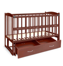 гр Ліжечко дерев`яне маятник+шухляда - відкидний бортик "Няша" (1) вільха - колір шоколад