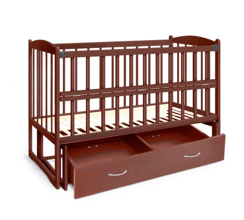 гр Ліжечко дерев`яне маятник+шухляда - відкидний бортик "Няша" (1) вільха - колір шоколад