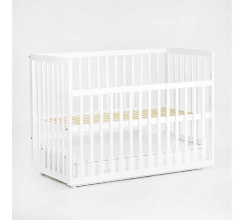 гр Ліжечко дитяче "Софія" - шарнір-підшипник+ящик з опускною боковиною (Білий, біла паличка)