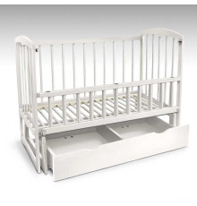 гр Ліжечко дерев. маятник + шухляда - відкидний борт "Спимо" С-78130 (1), вільха - колір слонова кістка