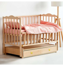 гр Ліжечко дитяче "Ангеліна" (1) шарнір-підшипник з відкидною боковиною+шухляда, бук (натуральна)