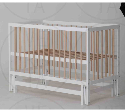 гр Ліжечко дитяче "КАЗКА-2" (1) шарнір-підшипник з висувною паличкою (Білий+натуральна паличка)