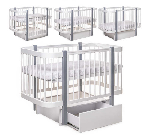 гр Ліжечко БУК "Світанок" колір біло-сірий, з шухлядою DS-9012 (1)