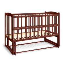 гр Ліжечко дерев`яне маятник - відкидний бортик "Няша" (1) вільха - колір шоколад, у плівці