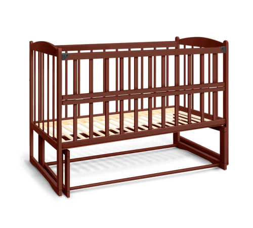 гр Ліжечко дерев`яне маятник - відкидний бортик "Няша" (1) вільха - колір шоколад, у плівці