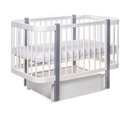 гр Ліжечко БУК "Світанок" колір біло-сірий, з шухлядою DS-9012 (1)