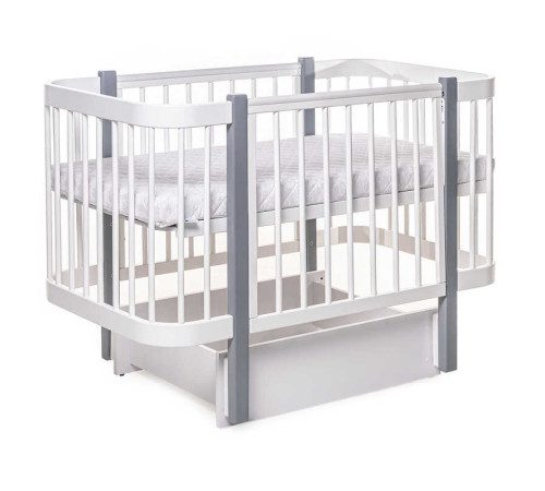 гр Ліжечко БУК "Світанок" колір біло-сірий, з шухлядою DS-9012 (1)