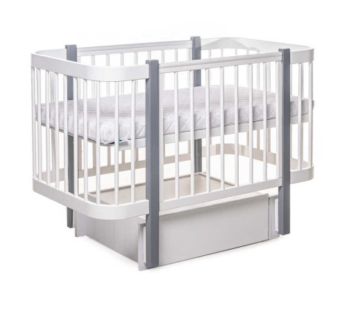 гр Ліжечко БУК "Світанок" колір біло-сірий, з шухлядою DS-9012 (1)