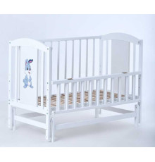 гр Ліжечко дитяче ЛІЛІ-2 "Зайчик" (1) шарнір-підшипник з відкидною боковиною, (білий)