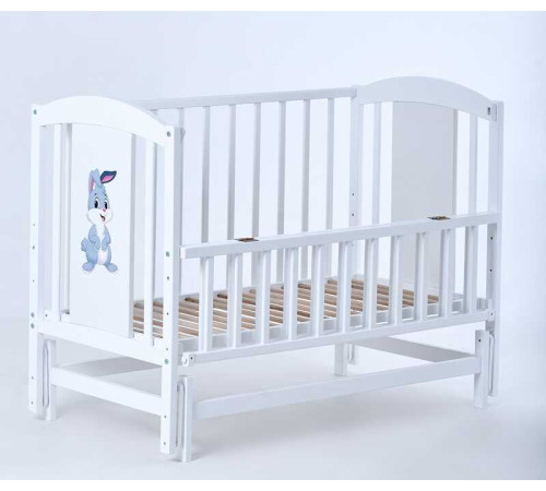 гр Ліжечко дитяче ЛІЛІ-2 "Зайчик" (1) шарнір-підшипник з відкидною боковиною, (білий)