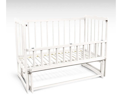 гр Ліжечко дерев`яне маятник - відкидний бортик "Сон" С-137469 (1) вільха - колір білий