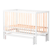 гр Ліжечко дитяче "Софія-2" - шарнір-підшипник з опускною боковиною (Білий + натуральний)