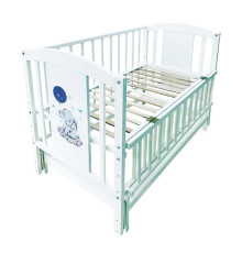 гр Ліжечко дитяче ЛІЛІ-2 "Слоник" (1) шарнір-підшипник з відкидною боковиною, (Білий)