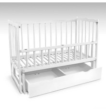 гр Ліжечко дерев'яне маятник+шухляда - відкидний борт "Сон" (1) вільха - колір білий