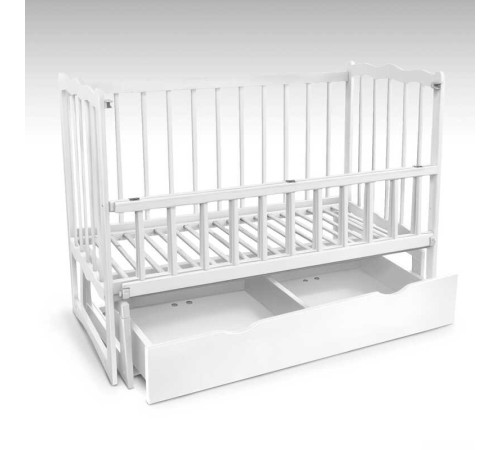 гр Ліжечко дерев'яне маятник+шухляда - відкидний борт "Сон" (1) вільха - колір білий