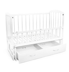 гр Ліжечко дерев`яне, маятник+шухляда - відкидний бортик "Спимо" С-137472 (1) вільха - колір білий