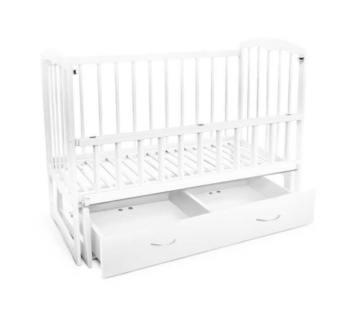 гр Ліжечко дерев`яне, маятник+шухляда - відкидний бортик "Спимо" С-137472 (1) вільха - колір білий