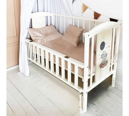 гр Ліжечко дитяче ЛІЛІ-2 "Слоник" (1) шарнір-підшибник з відкидною боковиною, (слонова кістка)