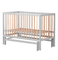 гр Ліжечко дитяче "Софія-2" - шарнір-підшипник з опускною боковиною (Сірий + натуральний)