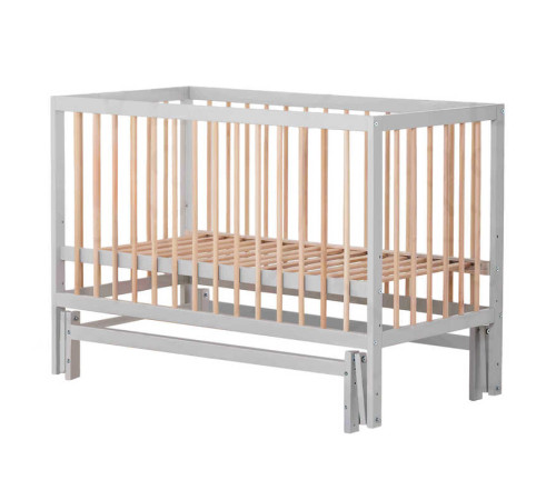 гр Ліжечко дитяче "Софія-2" - шарнір-підшипник з опускною боковиною (Сірий + натуральний)