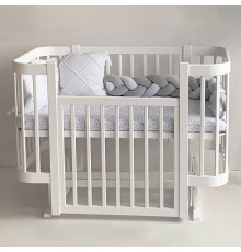 гр Ліжечко дитяче "МІЯ" (1) бук, шарнір-підшипник, опускна боковина (біле+біла стійка)