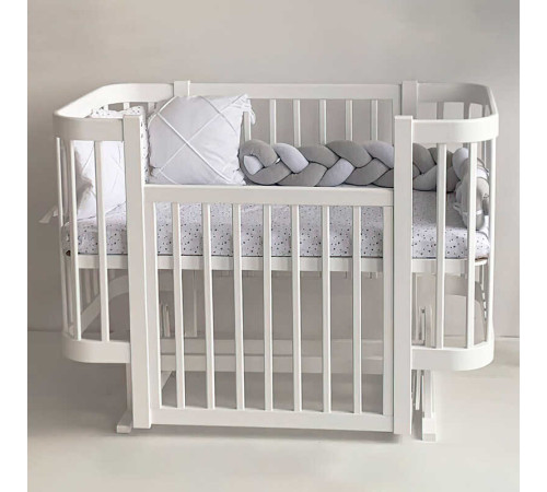 гр Ліжечко дитяче "МІЯ" (1) бук, шарнір-підшипник, опускна боковина (біле+біла стійка)