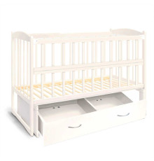 гр Ліжечко дерев`яне маятник+шухляда - відкидний бортик "Няша" (1) вільха - колір слонова кістка