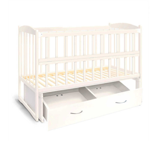 гр Ліжечко дерев`яне маятник+шухляда - відкидний бортик "Няша" (1) вільха - колір слонова кістка