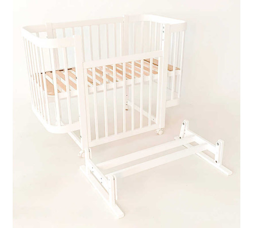 гр Ліжечко дитяче "МІЯ" (1) бук, шарнір-підшипник, опускна боковина (біле+біла стійка)