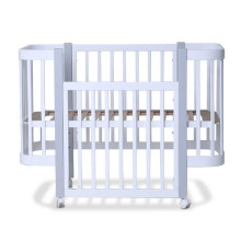 гр Ліжечко дитяче "МІЯ" (1) бук, шарнір-підшипник, опускна боковина (біле+сіра стійка)
