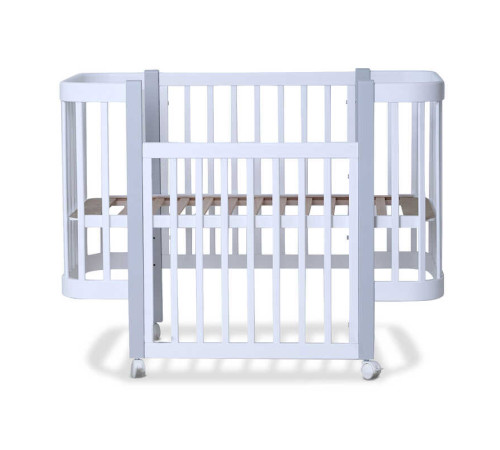 гр Ліжечко дитяче "МІЯ" (1) бук, шарнір-підшипник, опускна боковина (біле+сіра стійка)