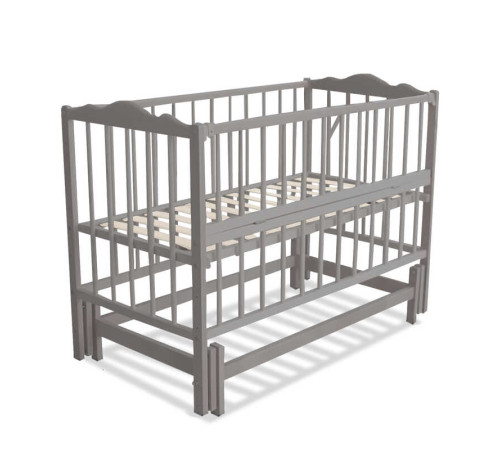 гр Ліжечко дитяче "Ангеліна-2" (1) шарнір-підшипник з відкидною боковиною, бук (Сірий)