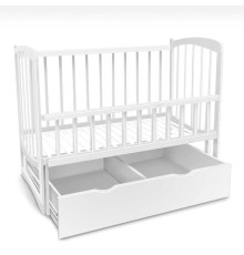 гр Ліжечко дерев`яне, маятник+шухляда, відкидний борт, "Комета" С-140027 (1) вільха - колір білий