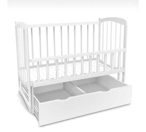 гр Ліжечко дерев`яне, маятник+шухляда, відкидний борт, "Комета" С-140027 (1) вільха - колір білий