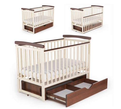 гр Ліжечко БУК "Мрія" колір ванільно-горіховий, з шухлядою DS-302 (1) маятниковий механізм