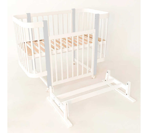 гр Ліжечко дитяче "МІЯ" (1) бук, шарнір-підшипник, опускна боковина (біле+сіра стійка)