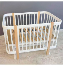 гр Ліжечко дитяче "МІЯ" (1) бук, шарнір-підшипник, опускна боковина (білий+натуральна стійка)