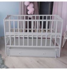 гр Ліжечко дитяче "Анастасія" (1) шарнір-підшипник з відкидною боковиною+шухляда, бук (сірий)