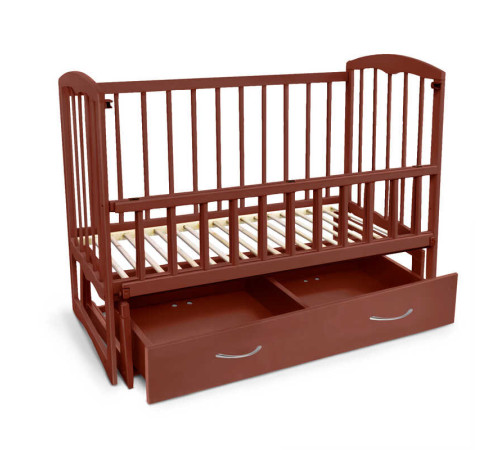 гр Ліжечко дерев`яне, маятник+шухляда, відкидний бортик "Спимо" (1) вільха - колір шоколад