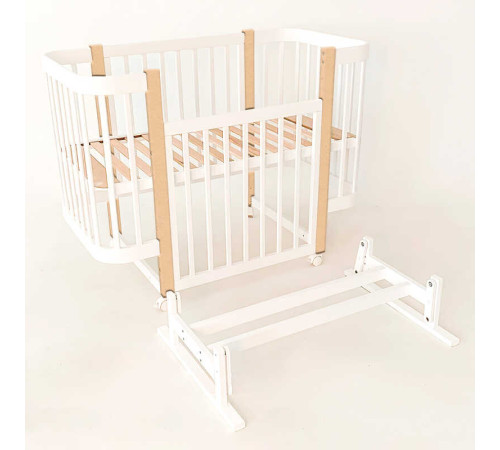 гр Ліжечко дитяче "МІЯ" (1) бук, шарнір-підшипник, опускна боковина (білий+натуральна стійка)