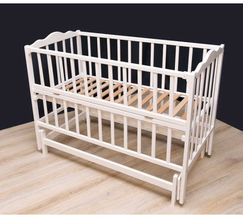 гр Ліжечко дитяче "Анастасія-2" (1) шарнір-підшипник з відкидною боковиною, бук (Білий)