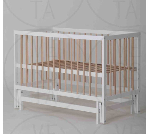 гр Ліжечко дитяче "Казка" (1) шарнір-підшипник з висувною палочкою + шухляда (Білий+натуральна палочка)