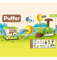 Запускач з повітряними кульками KB 157 (24) подвійний, механічний, 3 варіанти гри, 2 машинки, гусениця на колесах, 12 кульок, в коробці