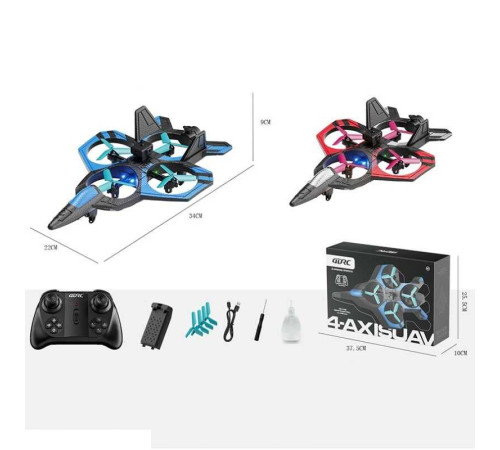 Літак на радіокеруванні 4 D-V 46 (24) 2 кольори, підсвічування, парогенератор, уникнення перешкод, оберти на 360°, Headless mode, знімний акумулятор, пульт керування, в коробці