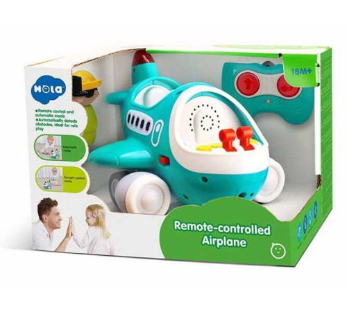 Літак на радіокеруванні НЕ 999500 (12) "Hola", 2 фігурки, рухомі деталі, світло, звук, на батарейках, у коробці Літак на радіокеруванні НЕ 999500 (12) "Hola", 2 фігурки, рухомі деталі, світло, звук, на батарейках, у коробці