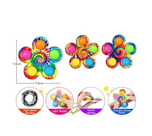 Спінер 2021-100 A (1000) 7,8*7,6 см, поп-іт, в пакеті, ВИДАЄТЬСЯ ТІЛЬКИ МІКС ВИДІВ