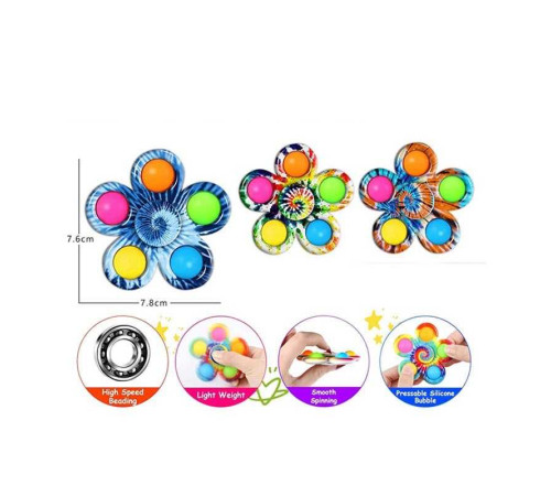 Спінер 2021-100 B (1000) 7,8*7,6 см, поп-іт, в пакеті, ВИДАЄТЬСЯ ТІЛЬКИ МІКС ВИДІВ