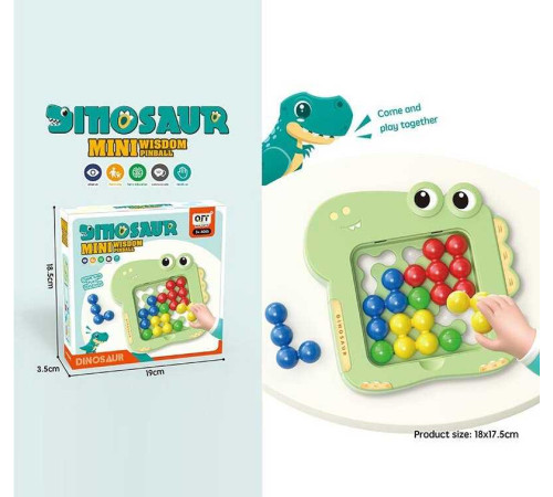 Логічна гра 1139 (192/2) платформа-динозавр, кольорові кульки, в коробці