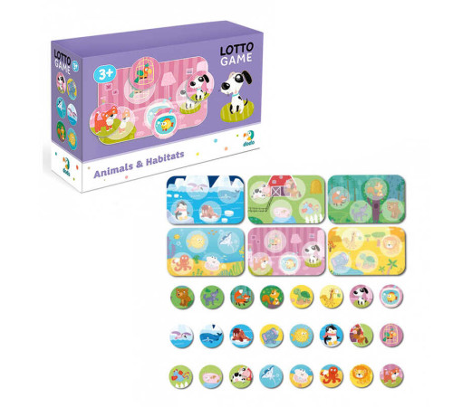 гр Лото "Тварини та їх місце існування" 300196 (16) "Dodo", 6 карток, 24 фішки гр Лото "Тварини та їх місце існування" 300196 (16) "Dodo", 6 карток, 24 фішки